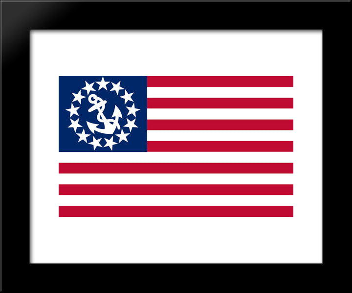 United States Yacht Flag 20x24 Black Modern Wood Framed Art Print Poster