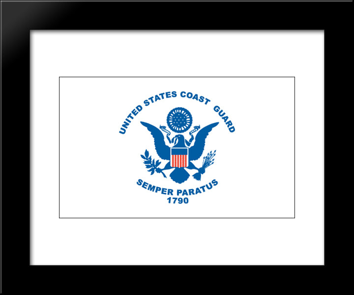 United States Coast Guard Flag 20x24 Black Modern Wood Framed Art Print Poster