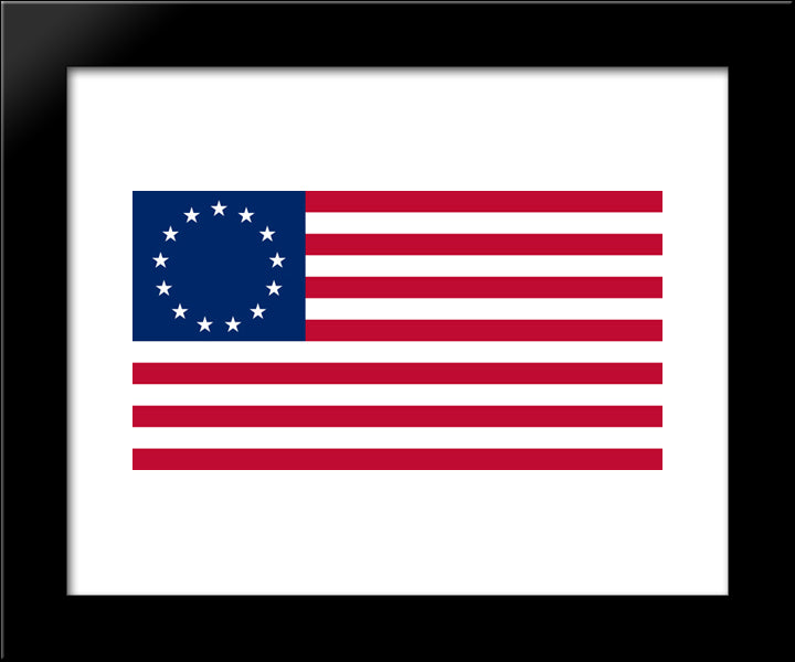 Betsy Ross 13 Star Usa Flag 20x24 Black Modern Wood Framed Art Print Poster