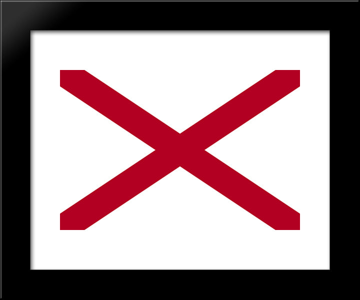 Alabama State Flag 20x24 Black Modern Wood Framed Art Print Poster
