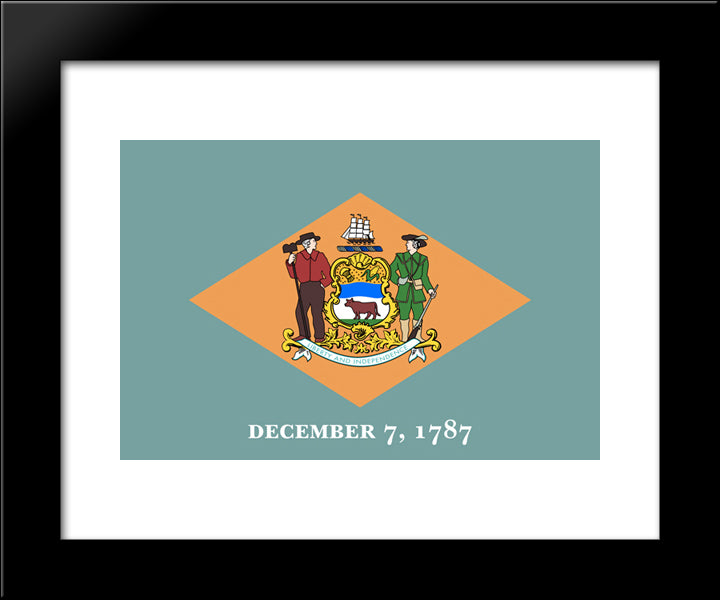 Delaware State Flag 20x24 Black Modern Wood Framed Art Print Poster