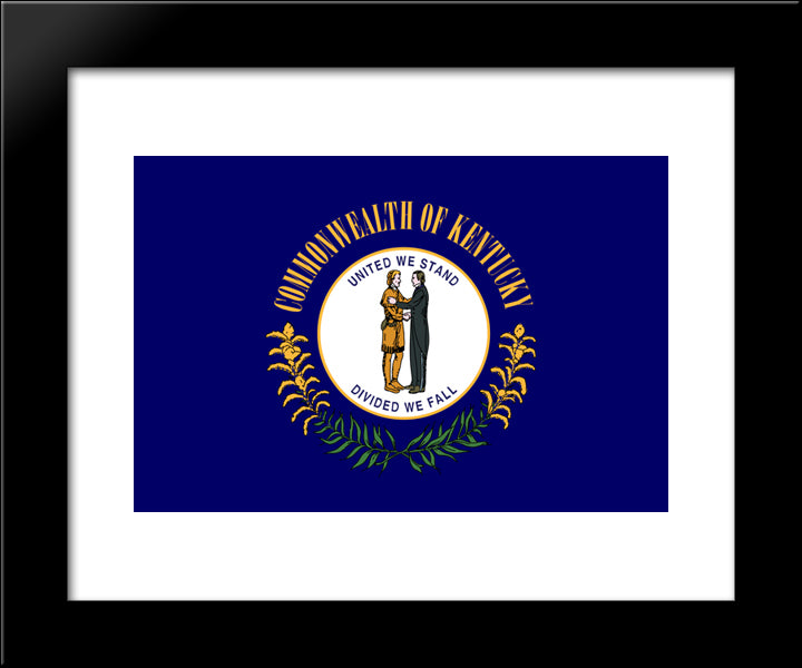 Kentucky State Flag 20x24 Black Modern Wood Framed Art Print Poster