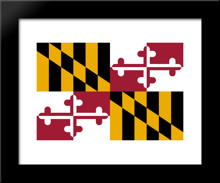 Maryland State Flag 20x24 Black Modern Wood Framed Art Print Poster