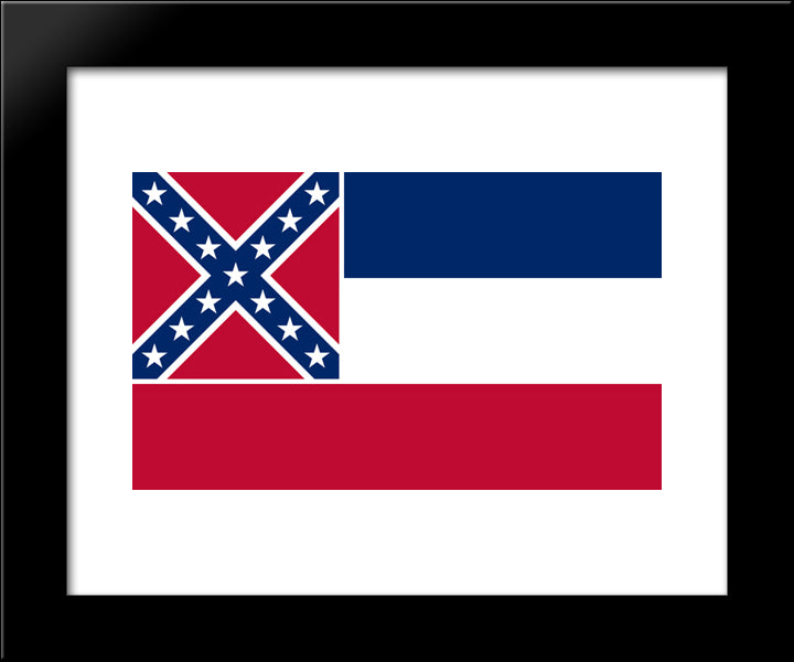 Mississippi State Flag 20x24 Black Modern Wood Framed Art Print Poster