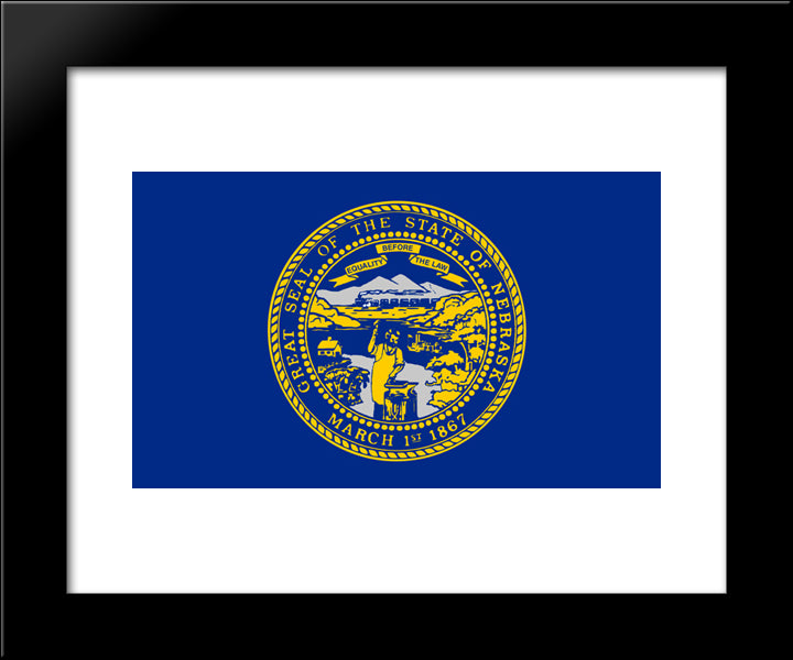 Nebraska State Flag 20x24 Black Modern Wood Framed Art Print Poster