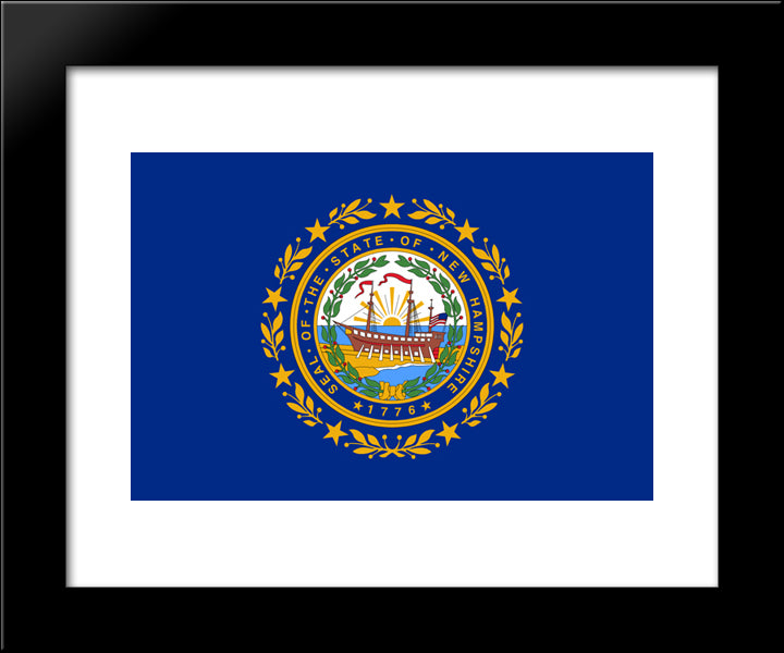 New Hampshire State Flag 20x24 Black Modern Wood Framed Art Print Poster