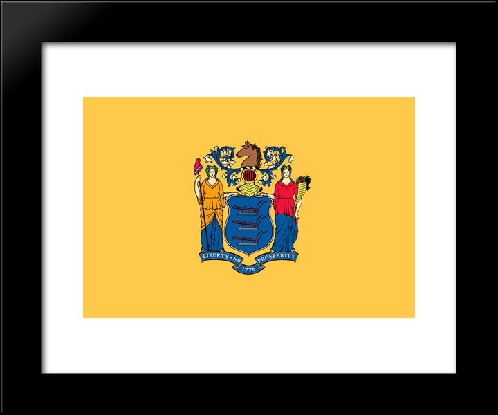 New Jersey State Flag 20x24 Black Modern Wood Framed Art Print Poster