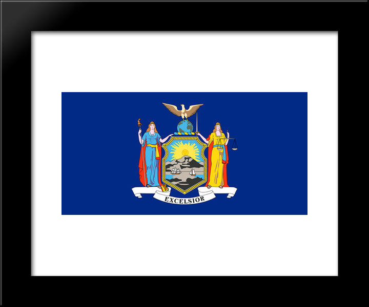New York State Flag 20x24 Black Modern Wood Framed Art Print Poster