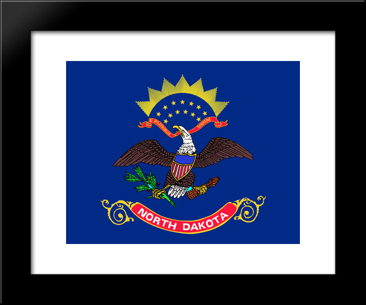 North Dakota State Flag 20x24 Black Modern Wood Framed Art Print Poster
