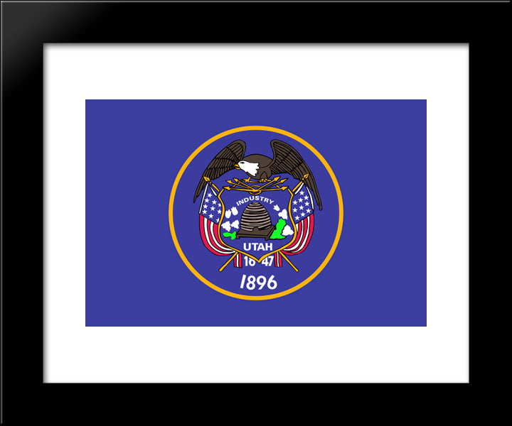 Utah State Flag 20x24 Black Modern Wood Framed Art Print Poster