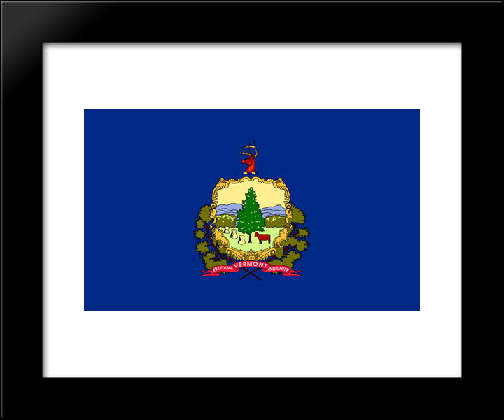 Vermont State Flag 20x24 Black Modern Wood Framed Art Print Poster