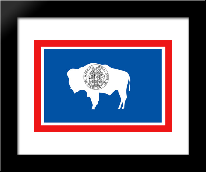 Wyoming State Flag 20x24 Black Modern Wood Framed Art Print Poster