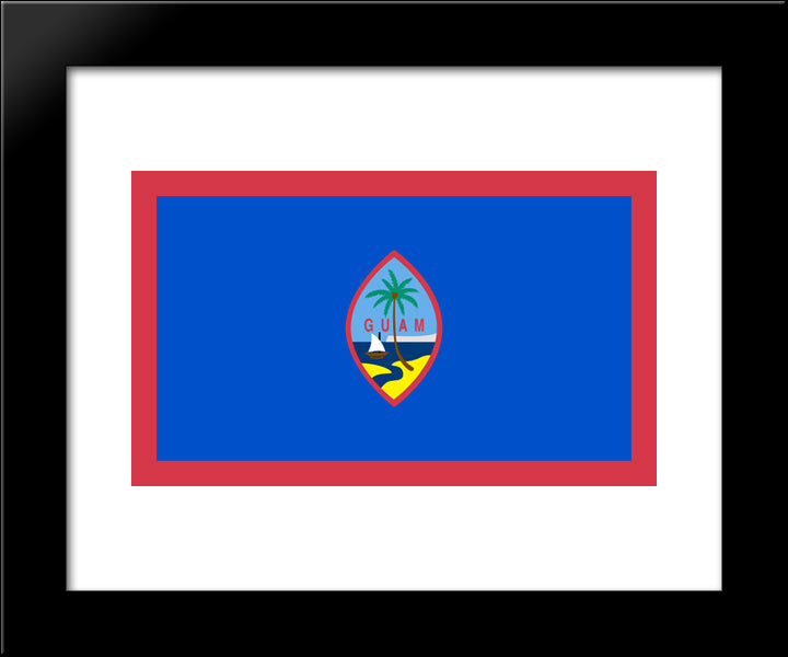 Guam Flag 20x24 Black Modern Wood Framed Art Print Poster