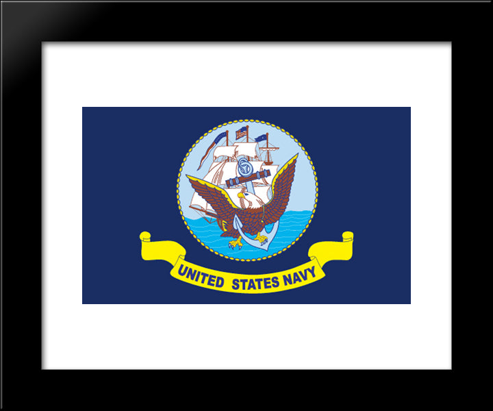United States Navy Flag 20x24 Black Modern Wood Framed Art Print Poster