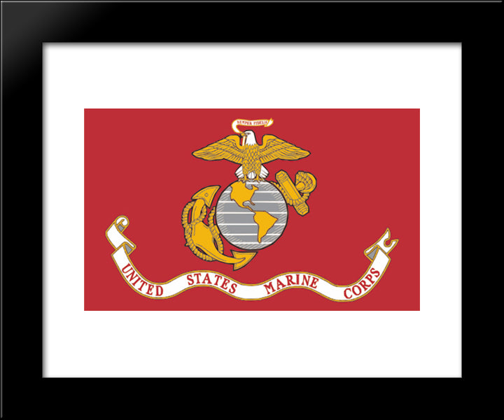 United States Marine Corps Flag 20x24 Black Modern Wood Framed Art Print Poster
