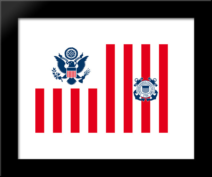 United States Coast Guard Flag 20x24 Black Modern Wood Framed Art Print Poster