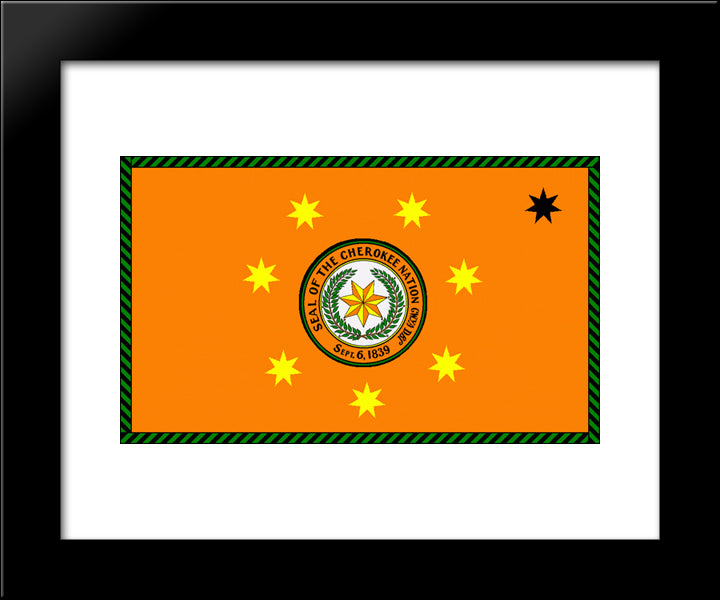 Native American Cherokee Nation Flag 20x24 Black Modern Wood Framed Art Print Poster