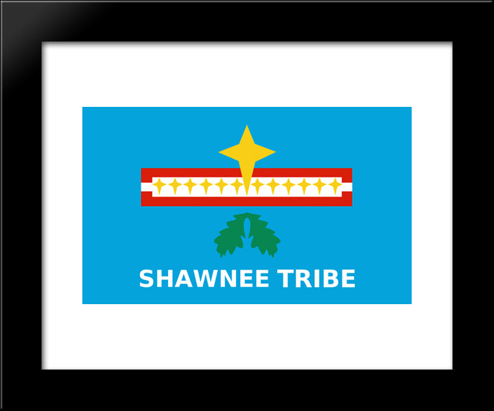 Native American Shawnee Tribe Flag 20x24 Black Modern Wood Framed Art Print Poster