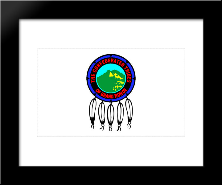 Native American Grand Ronde Flag 20x24 Black Modern Wood Framed Art Print Poster