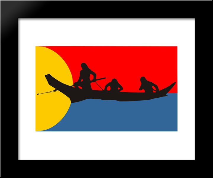 Native American Bandera Clatsop Flag 20x24 Black Modern Wood Framed Art Print Poster