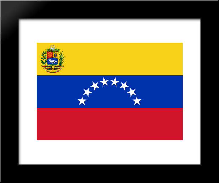 Venzuela Flag 20x24 Black Modern Wood Framed Art Print Poster