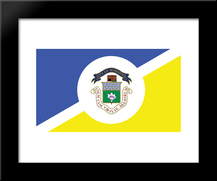 Winnipeg Canada Flag 20x24 Black Modern Wood Framed Art Print Poster
