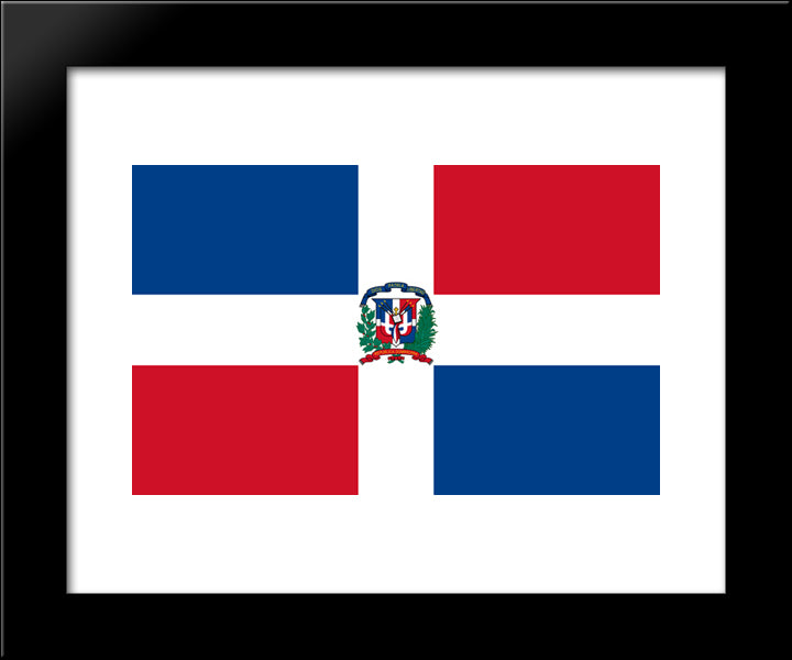 Dominican Republic Flag 20x24 Black Modern Wood Framed Art Print Poster