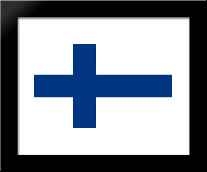 Finland Flag 20x24 Black Modern Wood Framed Art Print Poster