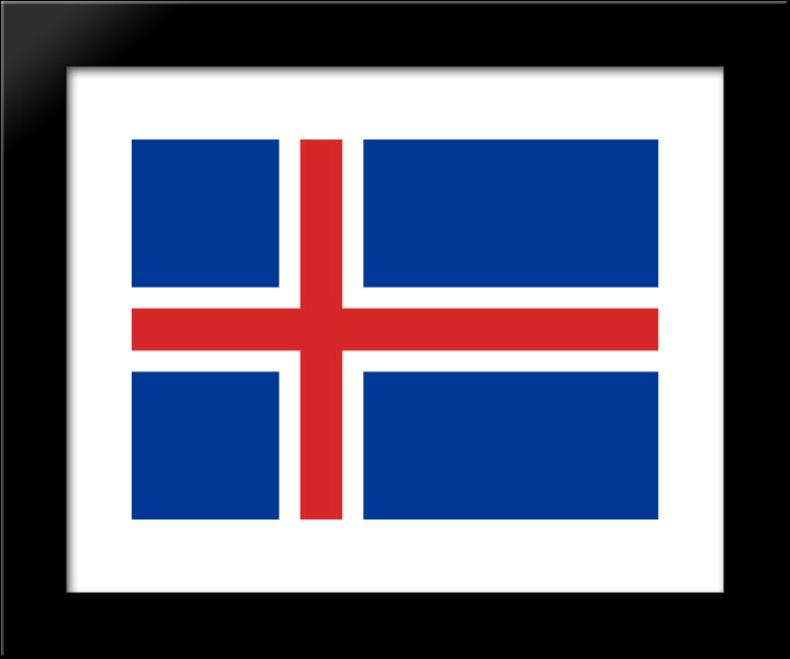 Iceland Flag 20x24 Black Modern Wood Framed Art Print Poster