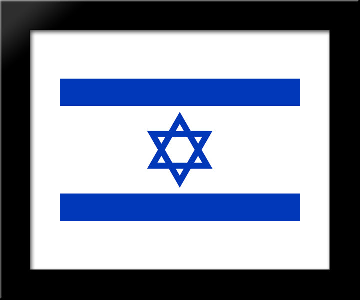 Isreal Flag 20x24 Black Modern Wood Framed Art Print Poster