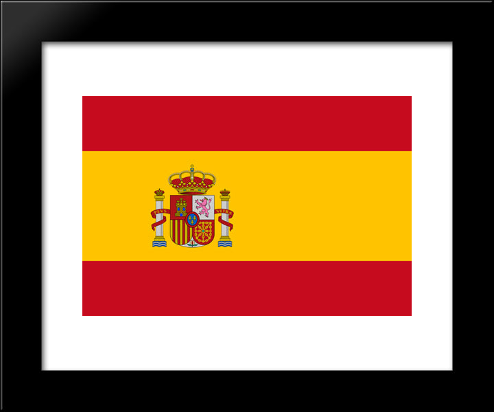 Spain Flag 20x24 Black Modern Wood Framed Art Print Poster