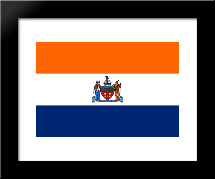 Albany, New York Flag 20x24 Black Modern Wood Framed Art Print Poster