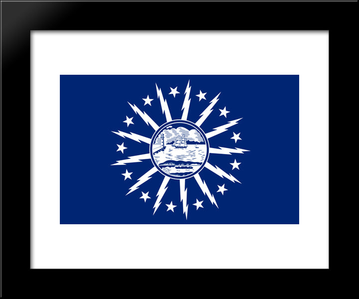 Buffalo, New York Flag 20x24 Black Modern Wood Framed Art Print Poster