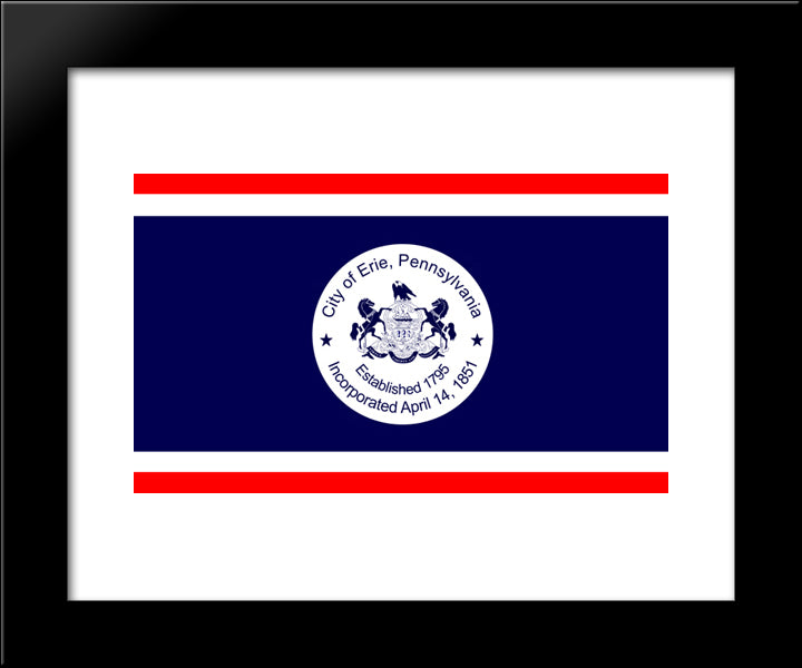 Erie, Pennsylvania Flag 20x24 Black Modern Wood Framed Art Print Poster