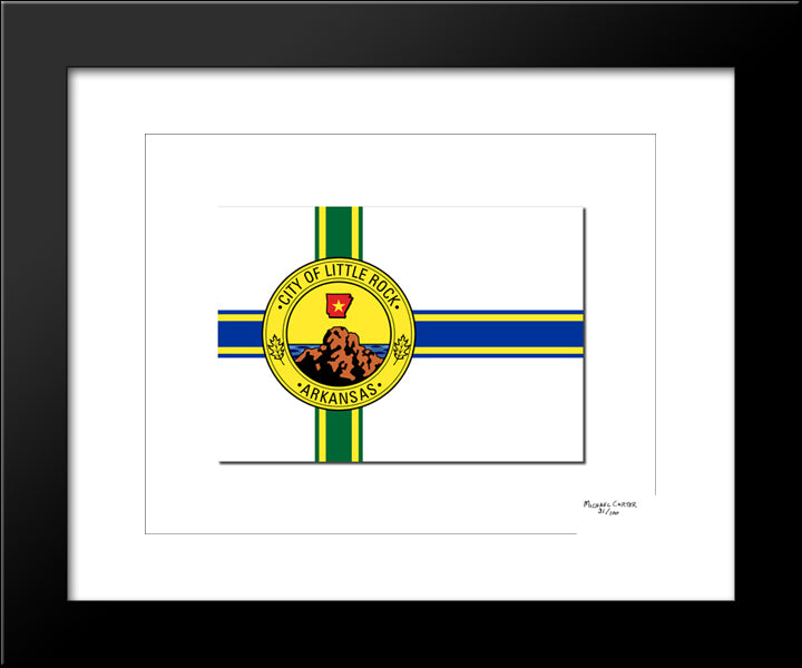 Little Rock, Arkansas Flag 20x24 Black Modern Wood Framed Art Print Poster