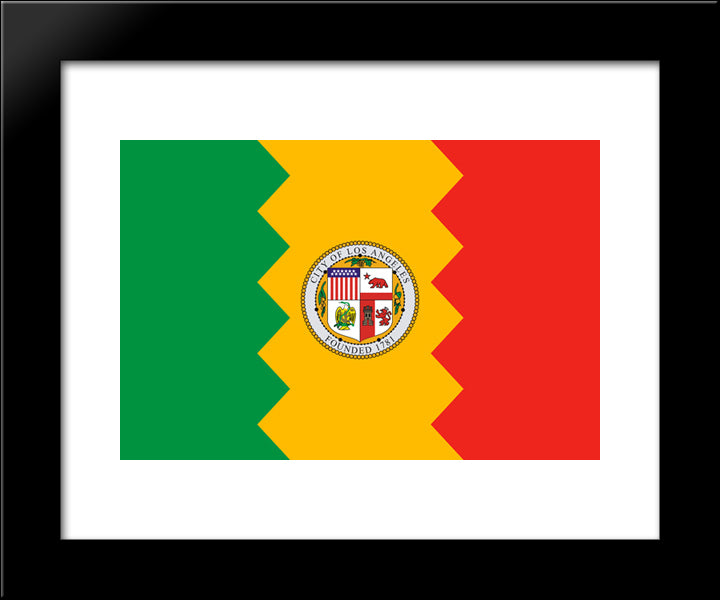 Los Angeles, California Flag 20x24 Black Modern Wood Framed Art Print Poster
