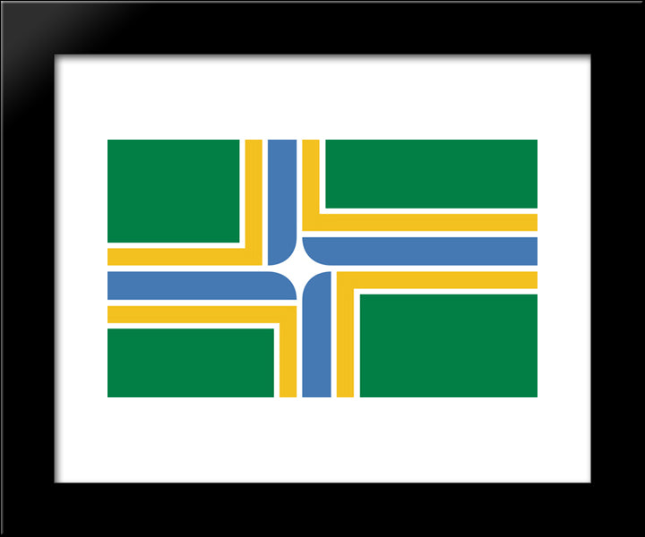 Portland, Oregon Flag 20x24 Black Modern Wood Framed Art Print Poster