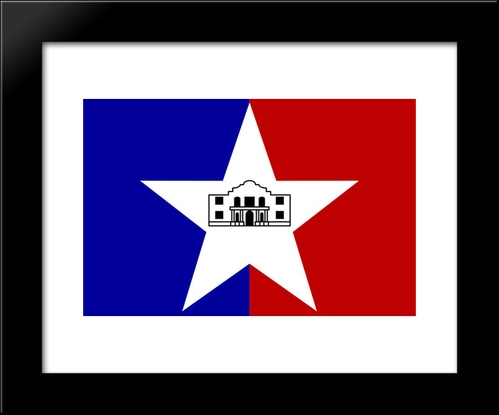 San Antonio, Texas Flag 20x24 Black Modern Wood Framed Art Print Poster