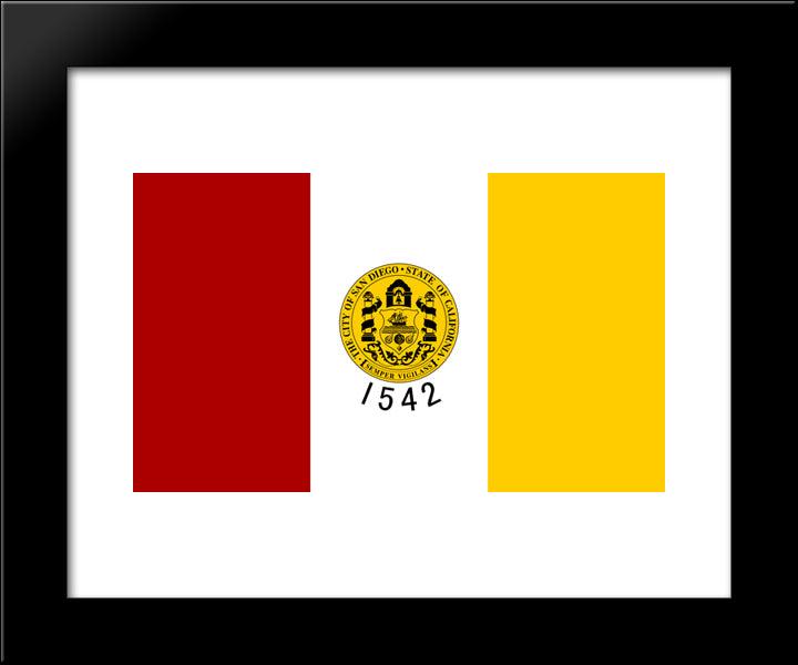 San Diego, California Flag 20x24 Black Modern Wood Framed Art Print Poster