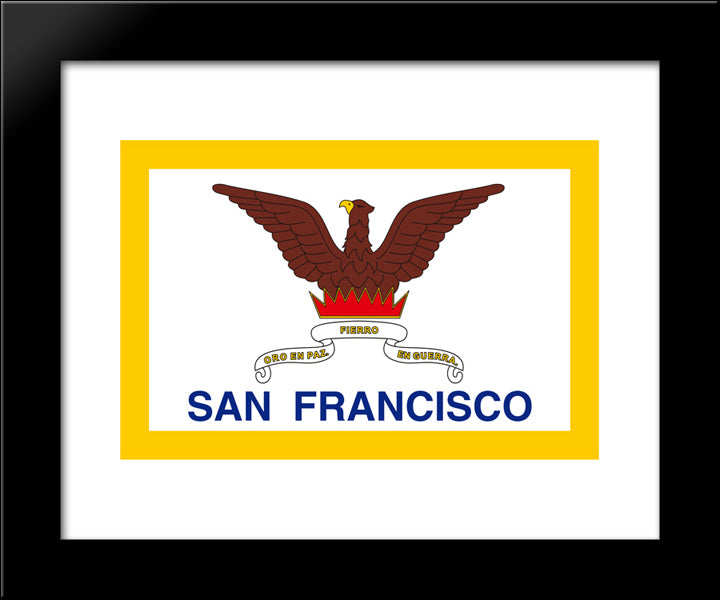 San Francisco, California Flag 20x24 Black Modern Wood Framed Art Print Poster