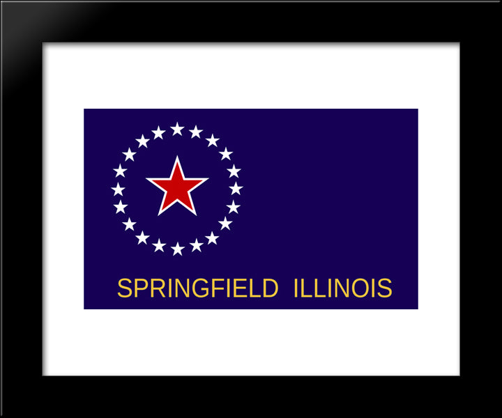 Springfield, Illinois Flag 20x24 Black Modern Wood Framed Art Print Poster