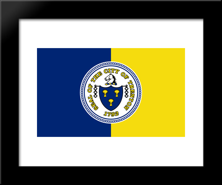 Trenton, New Jersey Flag 20x24 Black Modern Wood Framed Art Print Poster