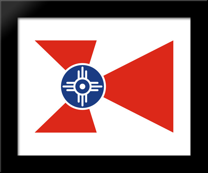Wichita, Kansas Flag 20x24 Black Modern Wood Framed Art Print Poster