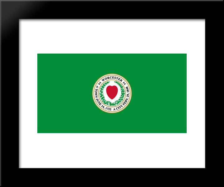 Worcester, Massachusetts Flag 20x24 Black Modern Wood Framed Art Print Poster
