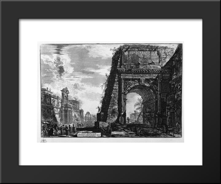 View Of The Arch Of Titus 20x24 Black Modern Wood Framed Art Print Poster by Piranesi, Giovanni Battista