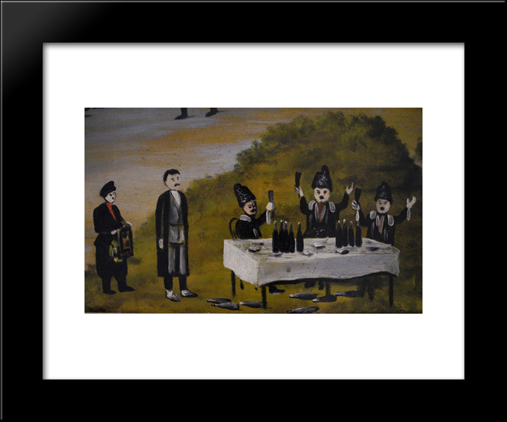 Saint George's Day In Bolnisi (Fragment) 20x24 Black Modern Wood Framed Art Print Poster by Pirosmani, Niko
