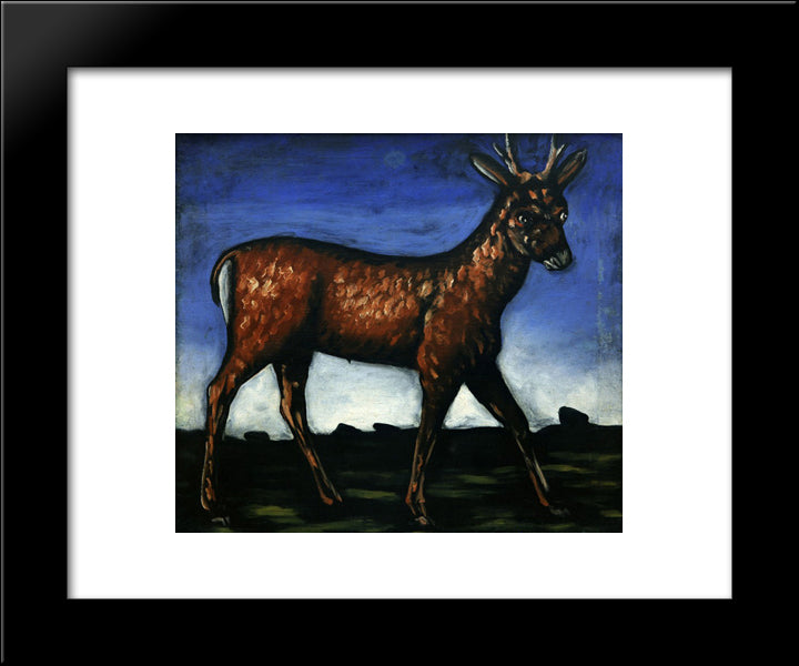 Deer 20x24 Black Modern Wood Framed Art Print Poster by Pirosmani, Niko
