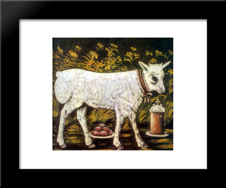Easter Lamb 20x24 Black Modern Wood Framed Art Print Poster by Pirosmani, Niko