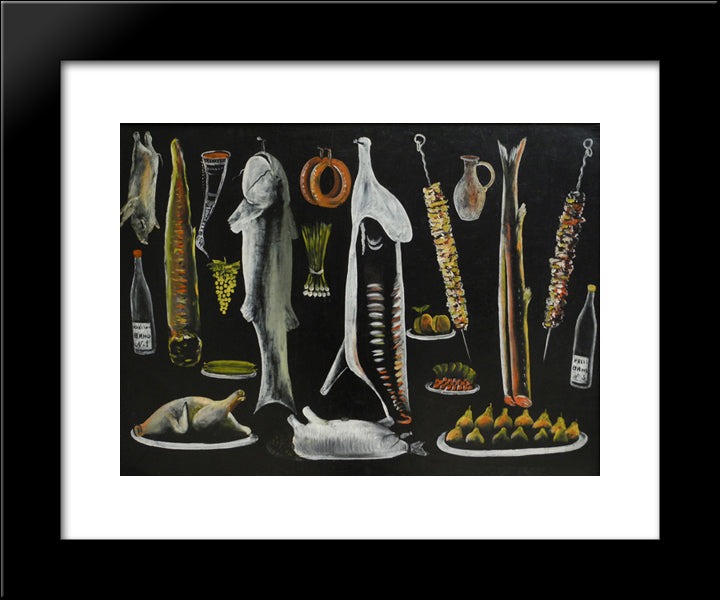 Still Life 20x24 Black Modern Wood Framed Art Print Poster by Pirosmani, Niko