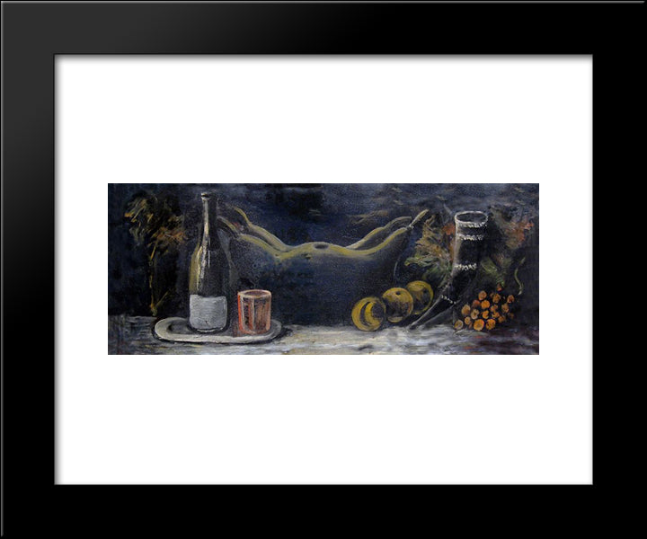 Still Life 20x24 Black Modern Wood Framed Art Print Poster by Pirosmani, Niko
